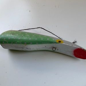 Vintage wooden fishing lure decor